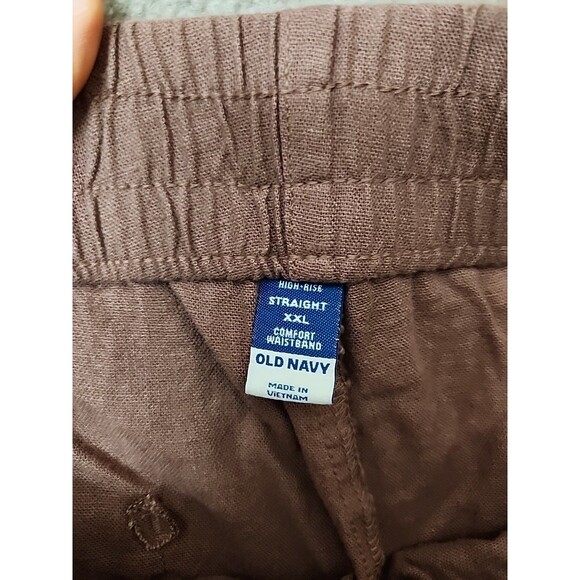 Old Navy Linen-Blend Straight Ankle Pants Women XXL Warm Taupe Beach VacationNEW - Picture 8 of 10